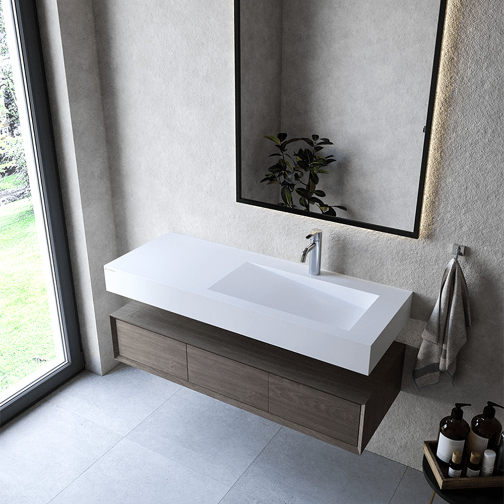 Cristalstone Linea Ideal umywalka 120x45 cm ścienna prostokątna biały U1200-MBPOLB