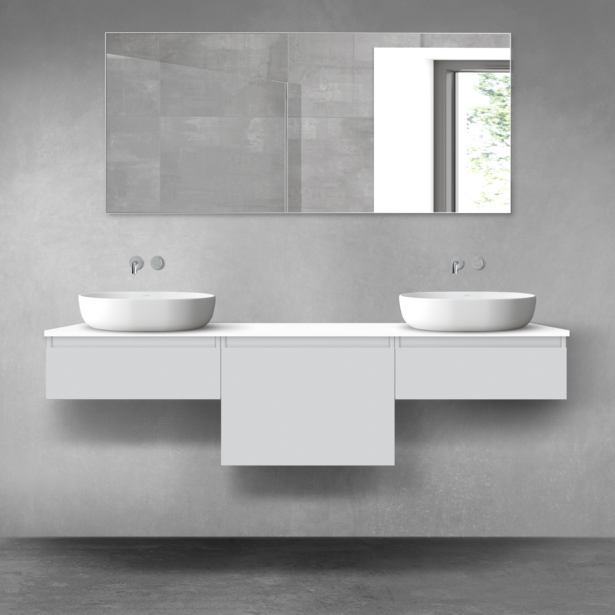 Oltens Vernal zestaw mebli łazienkowych 180 cm z blatem szary mat/biały połysk 68509700 - Wysyłka w 24h