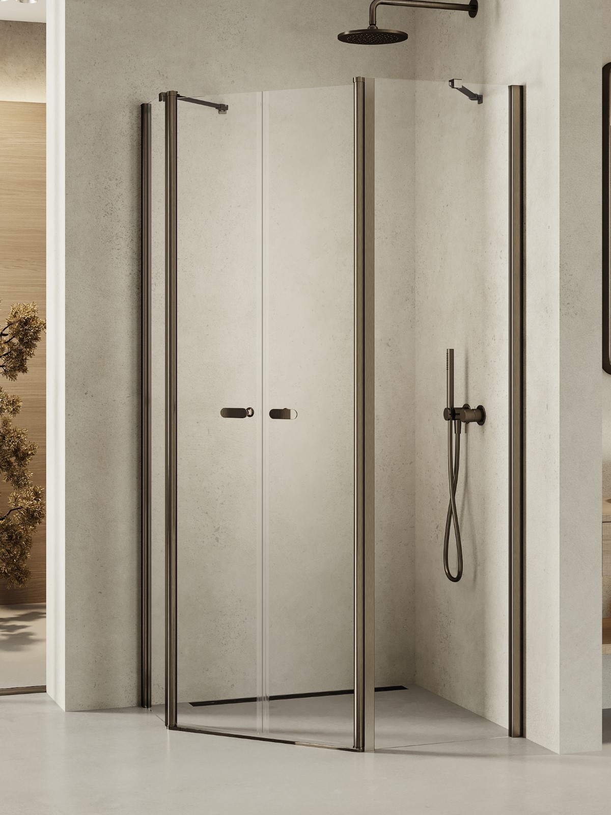 New Trendy New Soleo Gunmetal Brushed kabina prysznicowa 100x80 cm grafitowy szczotkowany/szkło przezroczyste K-1713