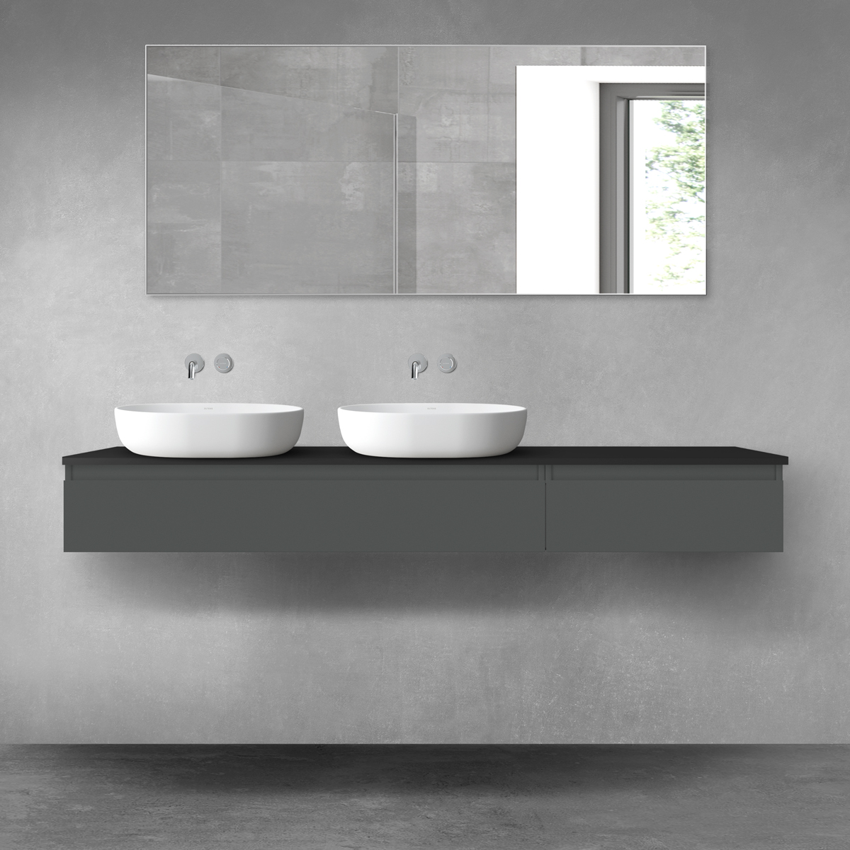 Oltens Vernal zestaw mebli łazienkowych 180 cm z blatem grafit mat/czarny mat 68619400 - Wysyłka w 24h