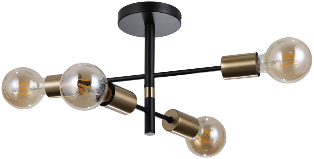Italux Piansi lampa wisząca 4x40 W czarny mat/mosiądz miodowy PND-4025-4-BL-HBR