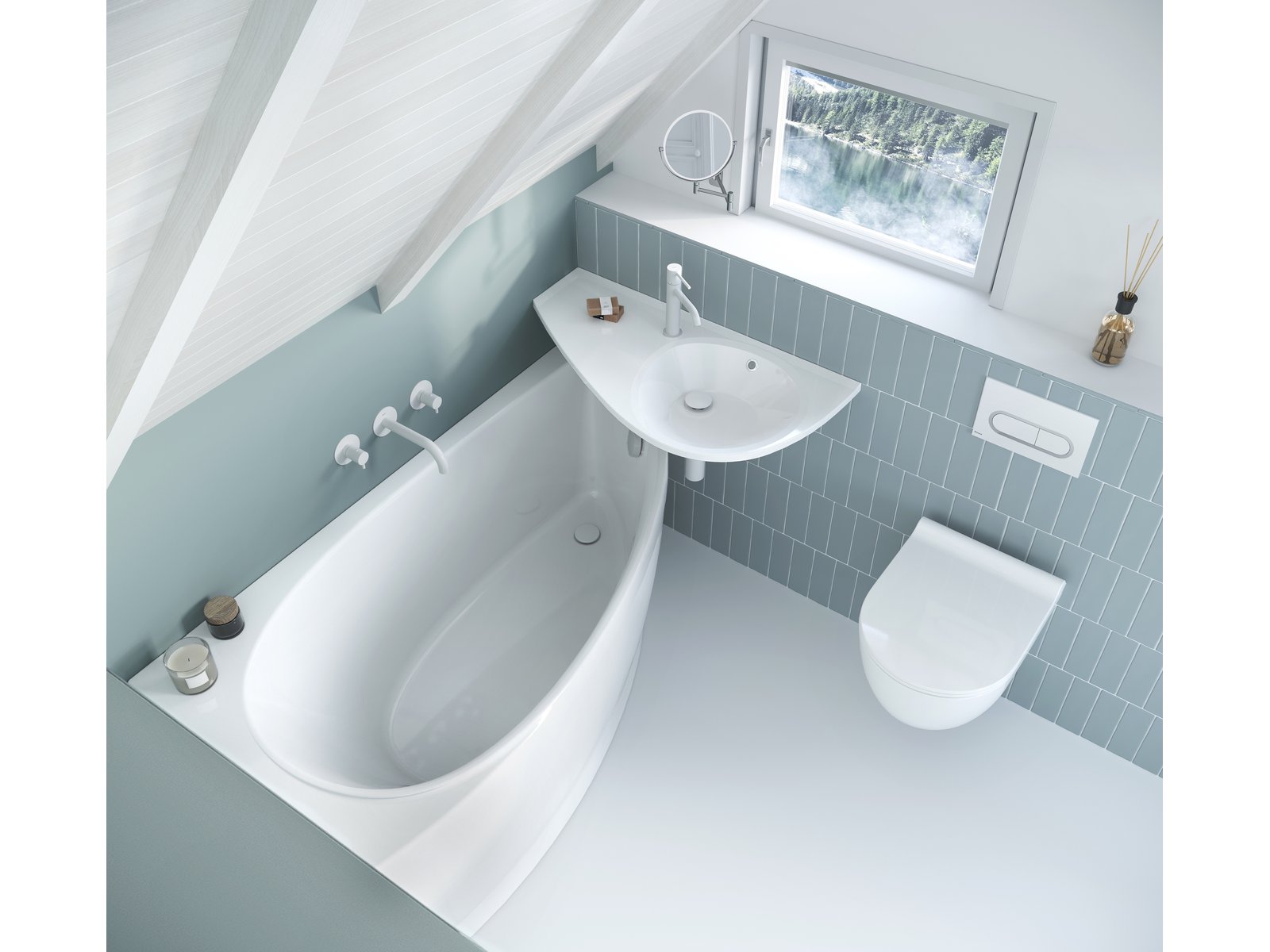 Ravak Avocado umywalka 85x45 cm lewa biała XJ1L1100000