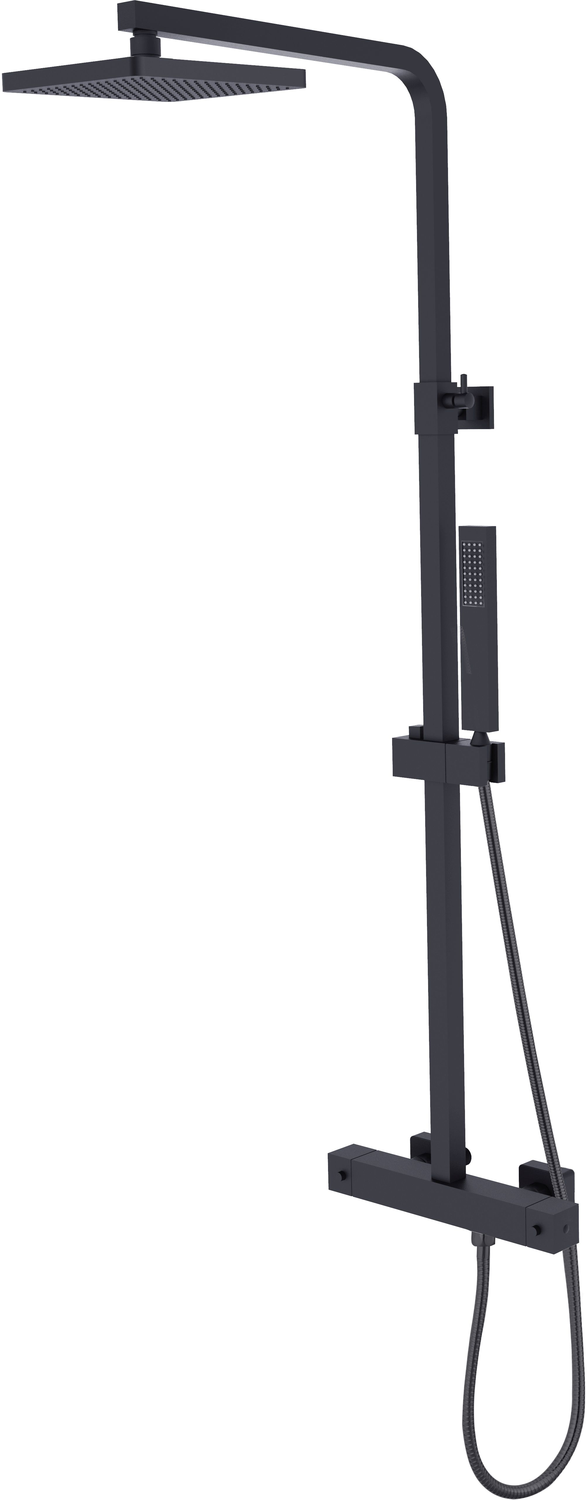 Besco Modern Varium zestaw prysznicowy termostatyczny z deszczownicą czarny mat BP-MVT-CZ