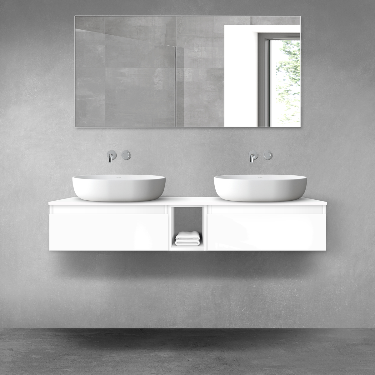 Oltens Vernal zestaw mebli łazienkowych 140 cm z blatem biały połysk 68645000 - Wysyłka w 24h
