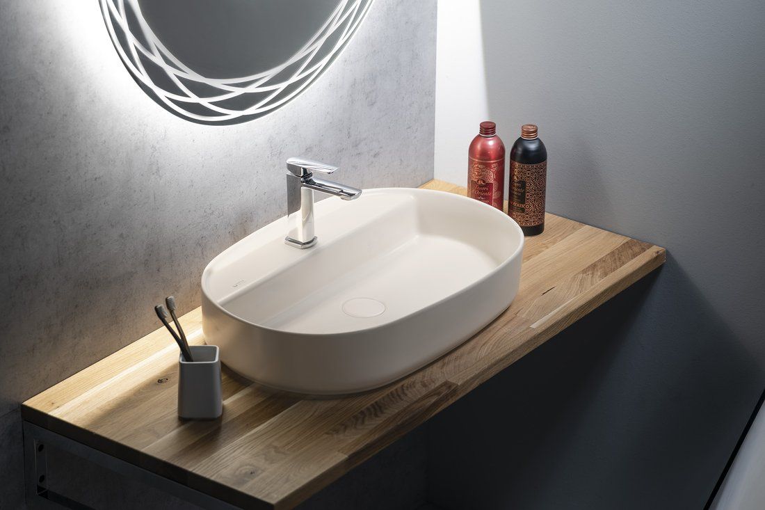 Isvea Infinity umywalka 60x40 cm owalna nablatowa brąz/beż 10NF65060-2K