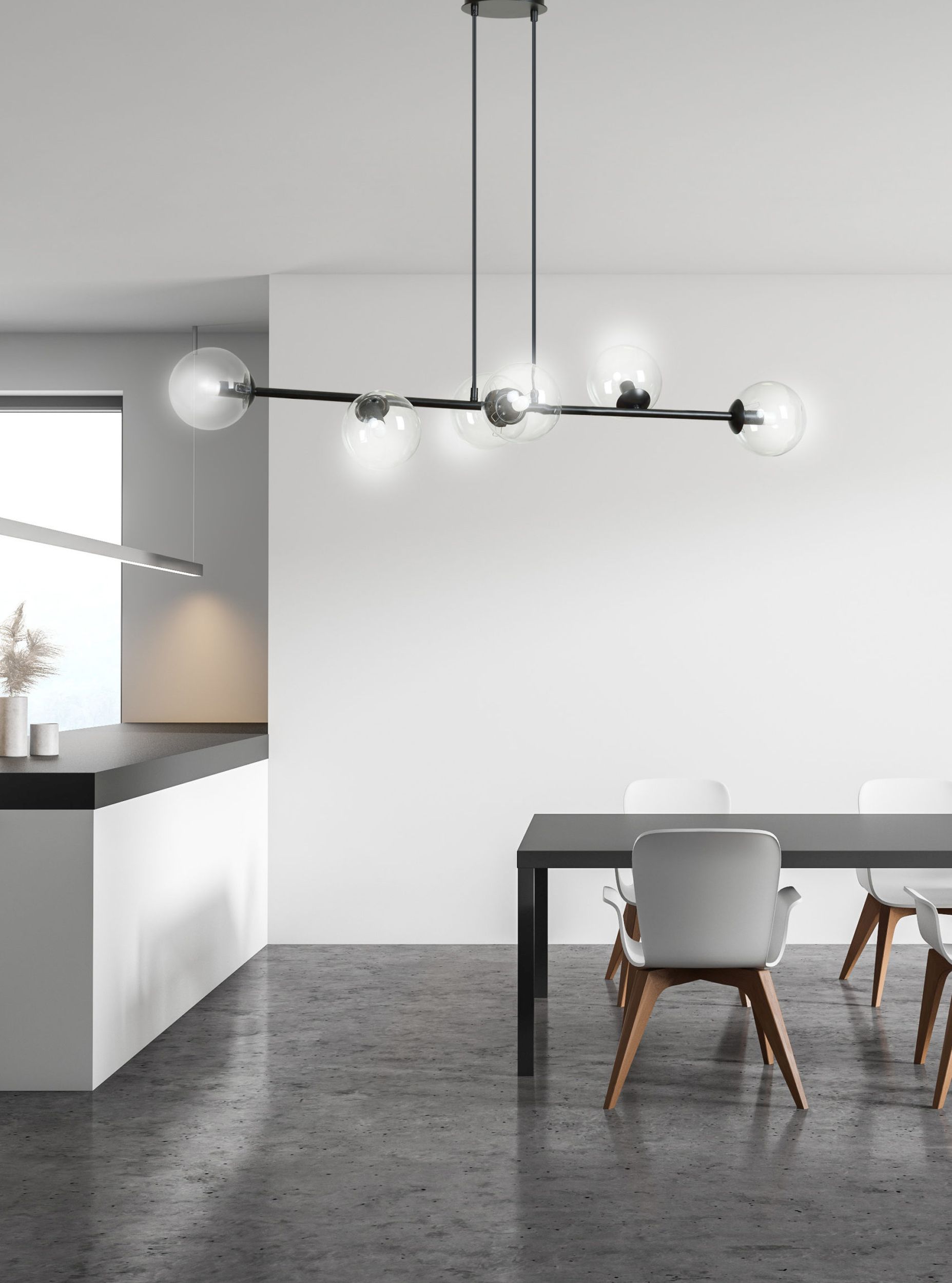 Emibig Rossi lampa wisząca 6x10 W czarna-przezroczysta 874/6