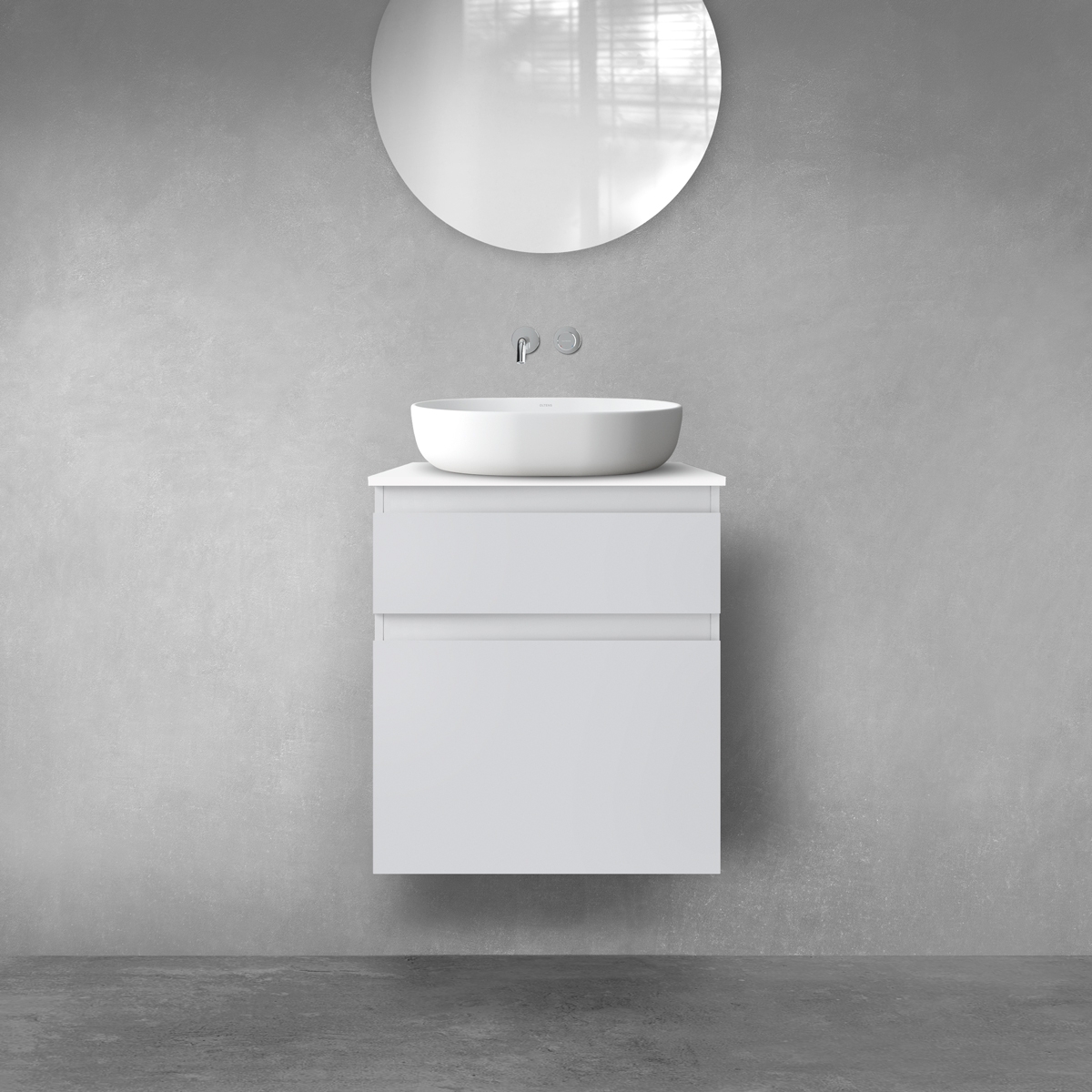 Oltens Vernal zestaw mebli łazienkowych 60 cm z blatem szary mat/biały połysk 68226700 - Wysyłka w 24h