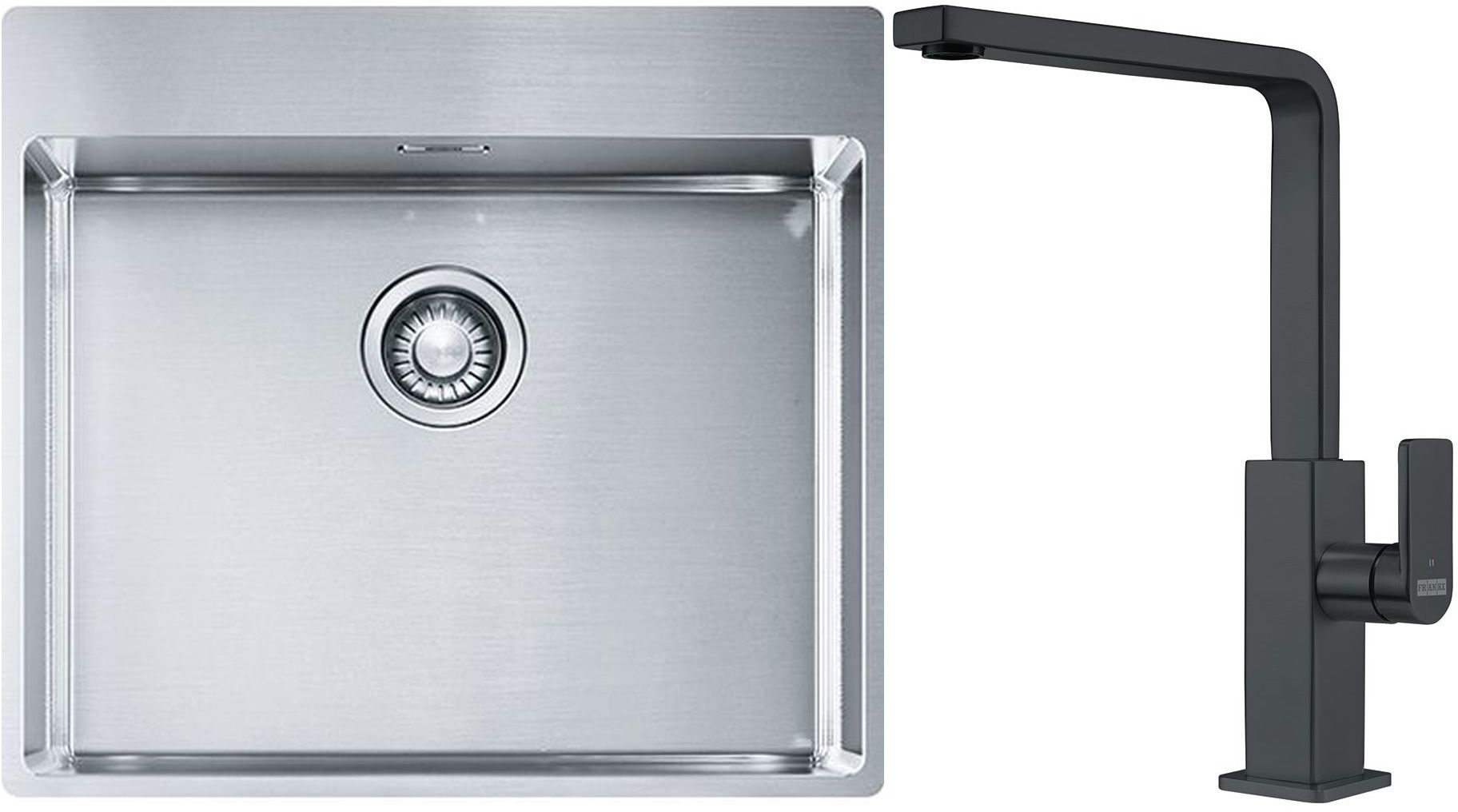 Franke Box BXX 210-54 TL zlewozmywak 57x51 cm stalowy z baterią kuchenną Mythos czarna stal szlachetna (1270369295, 1150550441)