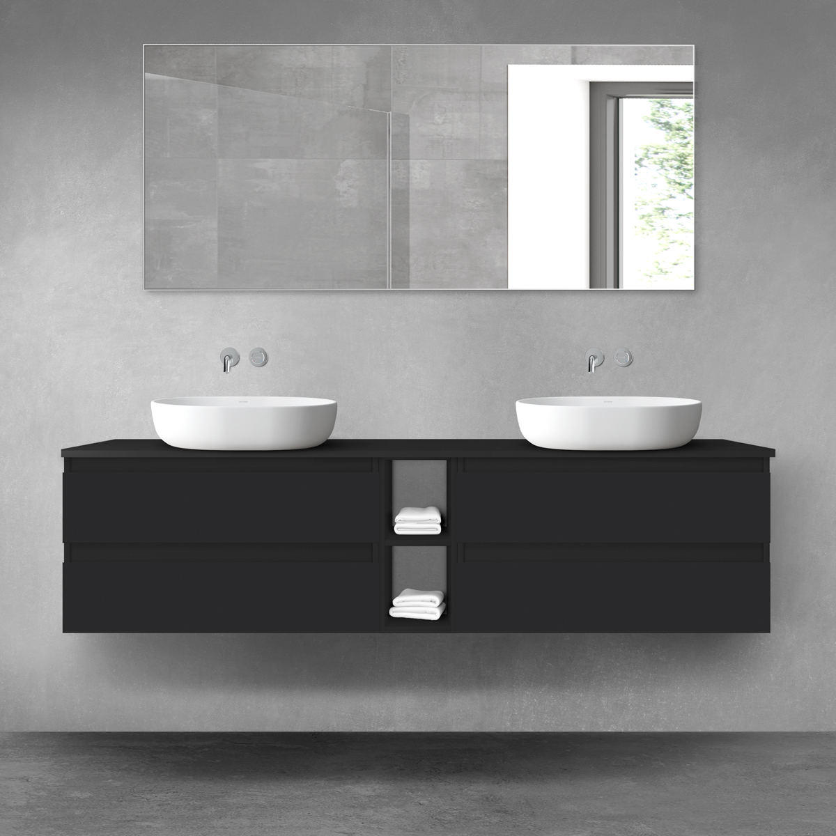 Oltens Vernal zestaw mebli łazienkowych 180 cm z blatem czarny mat 68629300 - Wysyłka w 24h