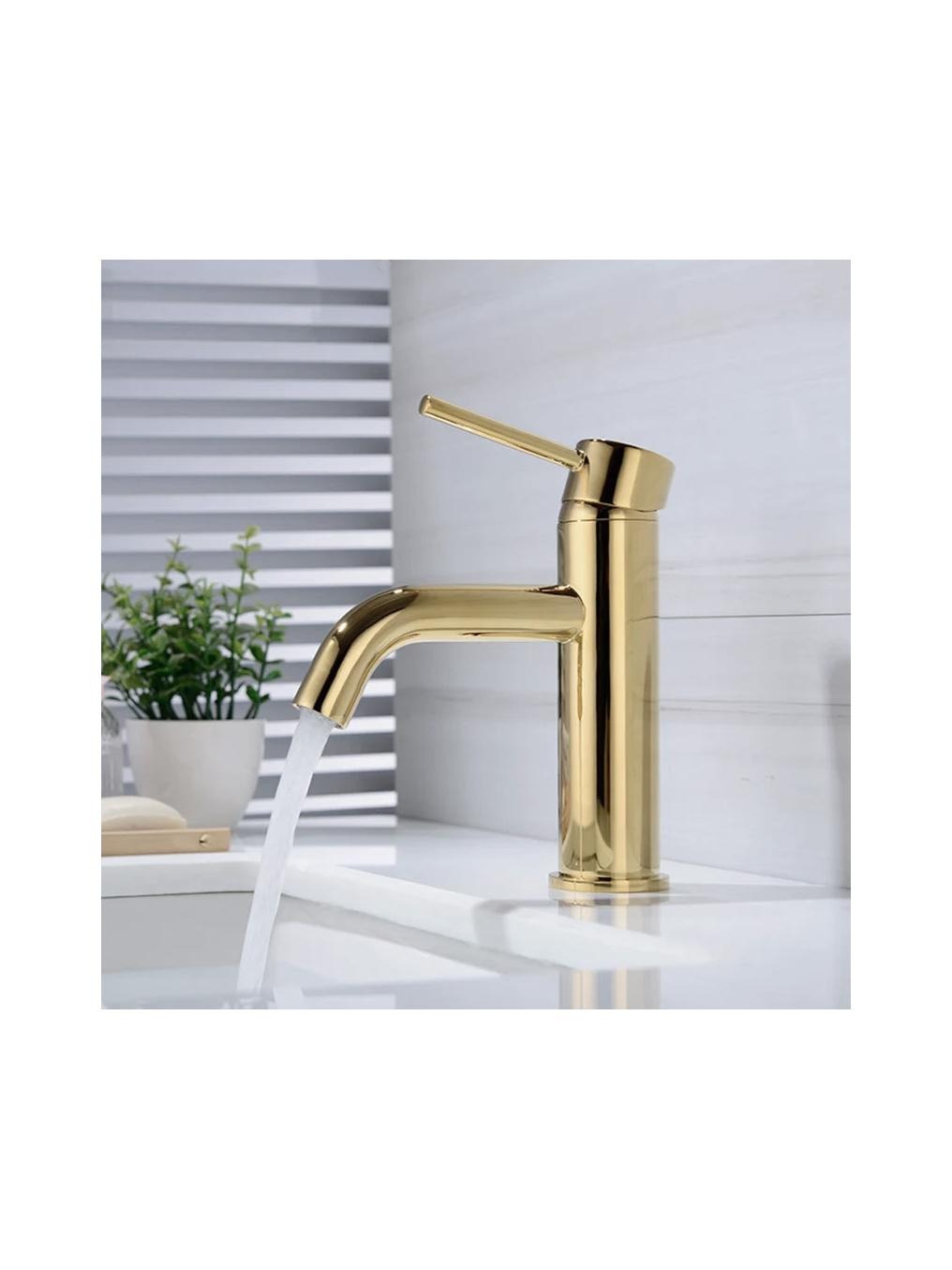 Rea Lungo bateria umywalkowa stojąca złota REA-B4520