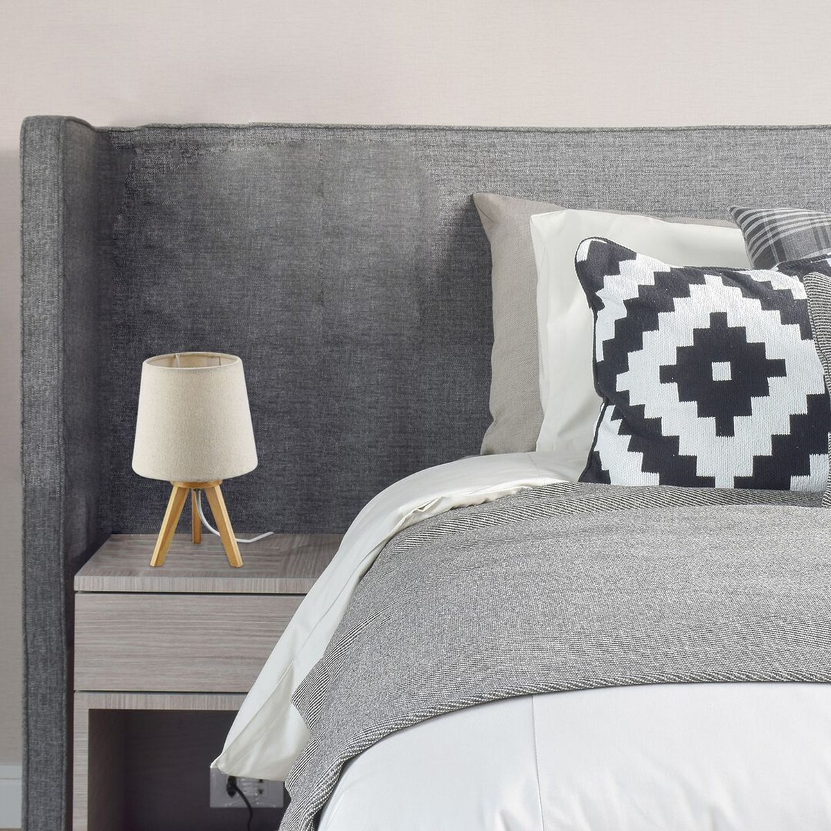 Rabalux Lychee lampa stołowa 1x25W szary/buk 2068