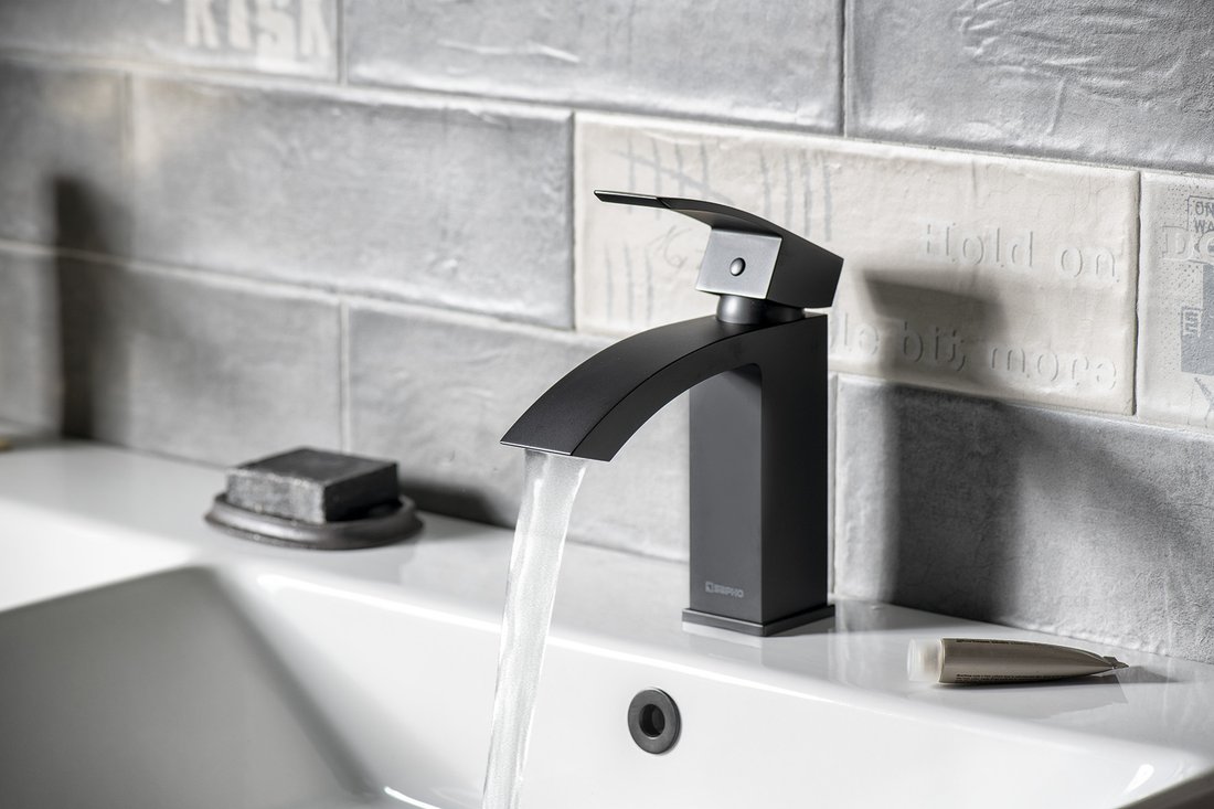 Sapho Ginko bateria umywalkowa stojąca czarny mat 1101-02B