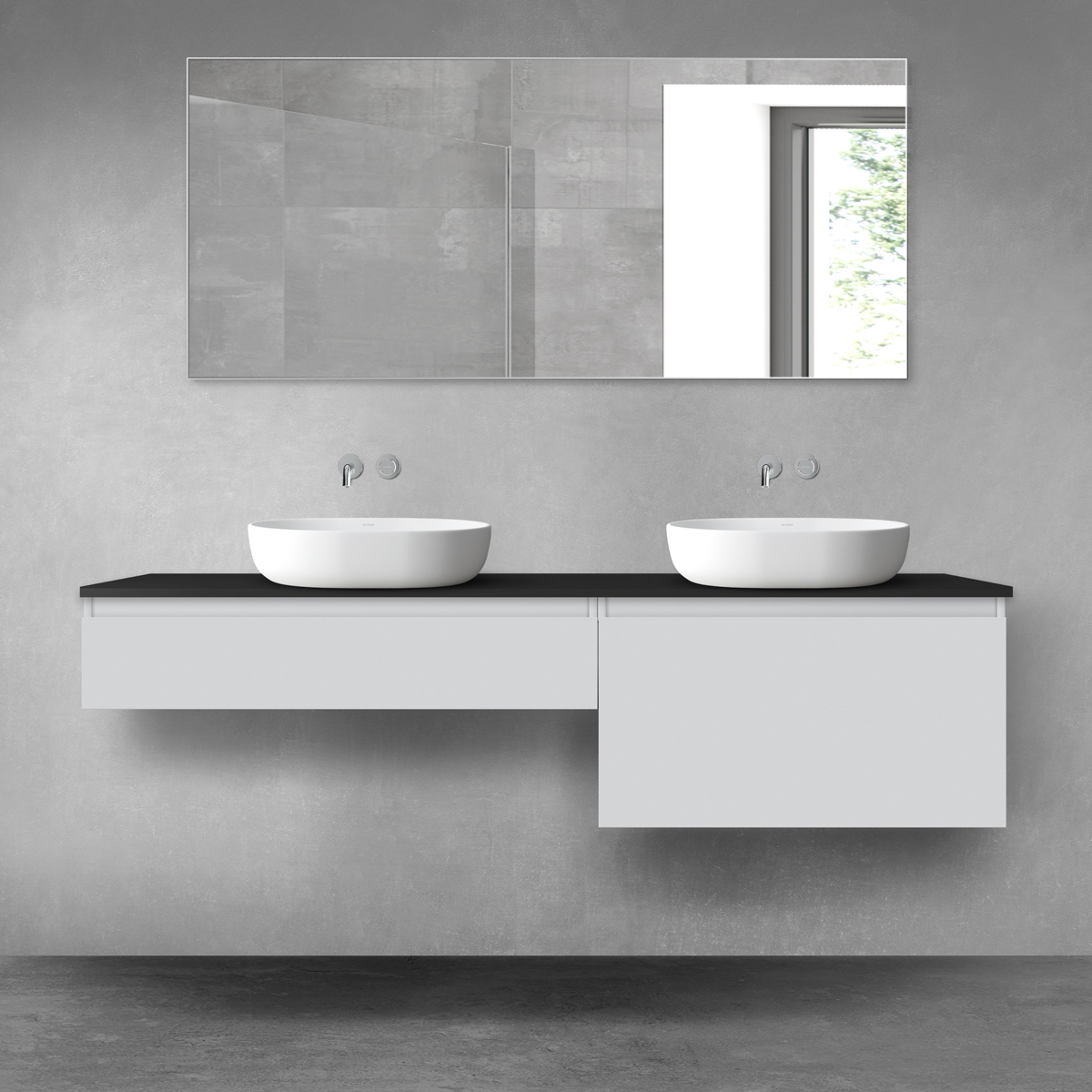 Oltens Vernal zestaw mebli łazienkowych 180 cm z blatem szary mat/czarny mat 68586700 - Wysyłka w 24h