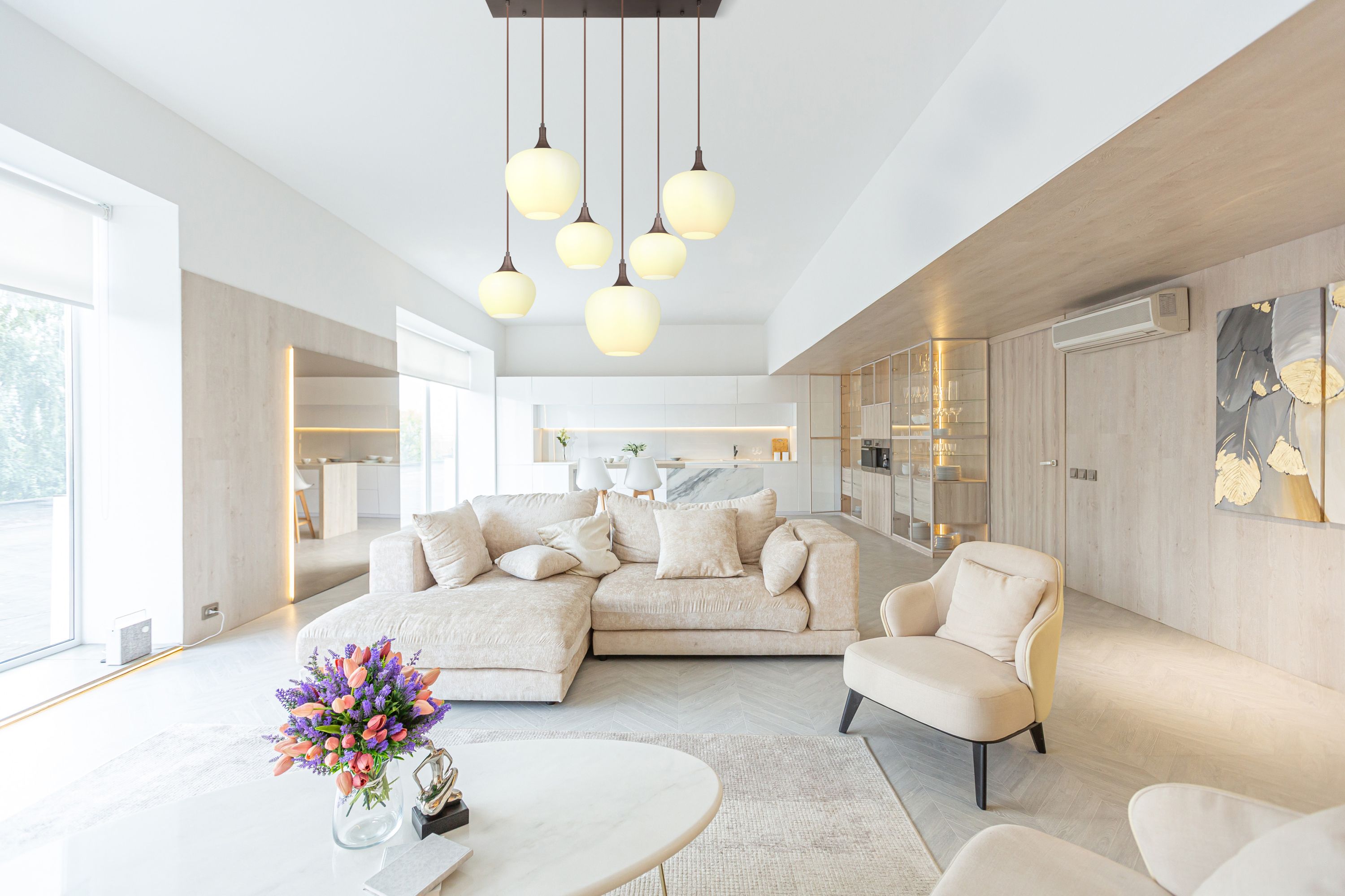 Globo Lighting Maxy lampa wisząca 6x40W brązowy/szkło opalizowane 15548-6HC