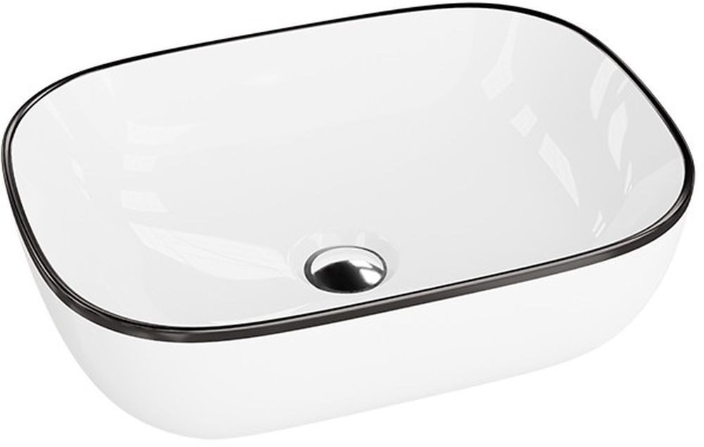 LaVita Costa Black Line umywalka 46x32,5 cm nablatowa prostokątna biały/czarny