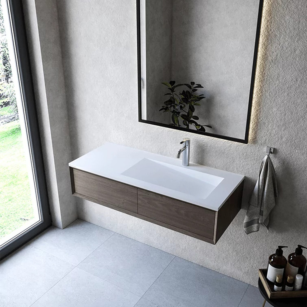 Cristalstone Linea Ideal umywalka 110x45 cm wpuszczana prostokątna biały U1100-MBPOLB/CR