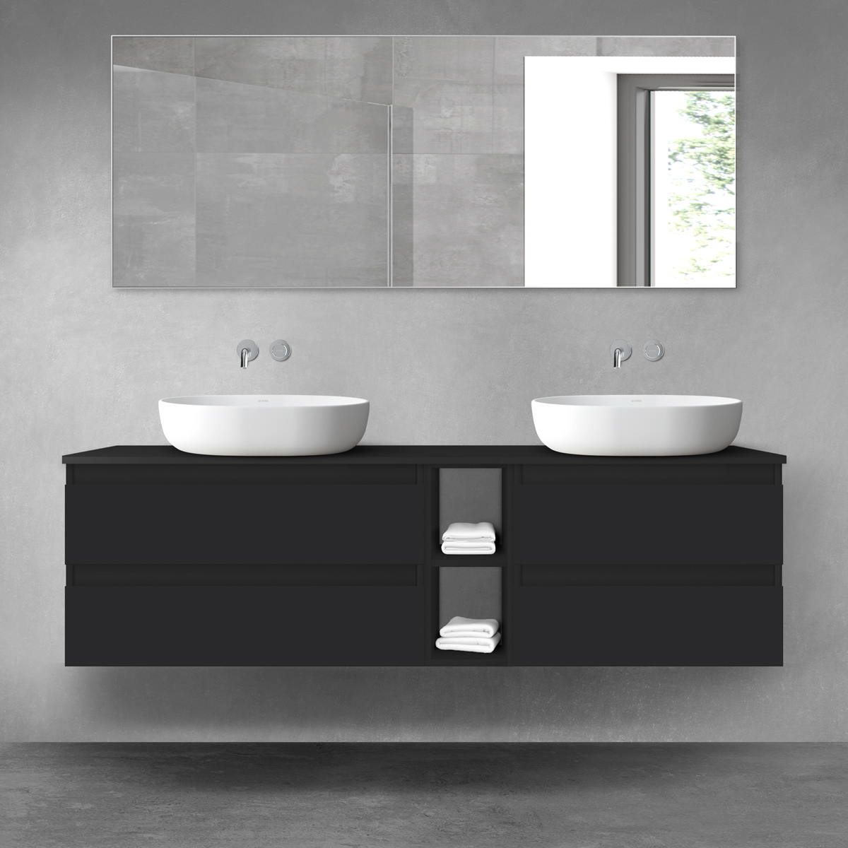 Oltens Vernal zestaw mebli łazienkowych 160 cm z blatem czarny mat 68633300 - Wysyłka w 24h