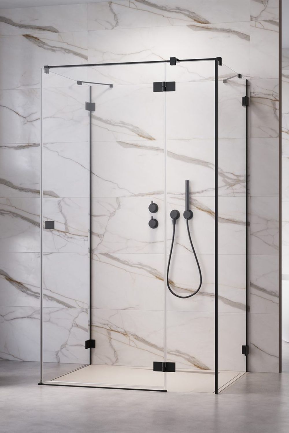 Radaway Essenza Pro Black KDJ+S drzwi prysznicowe 110 cm lewe czarny mat/szkło przezroczyste 10097311-54-01L