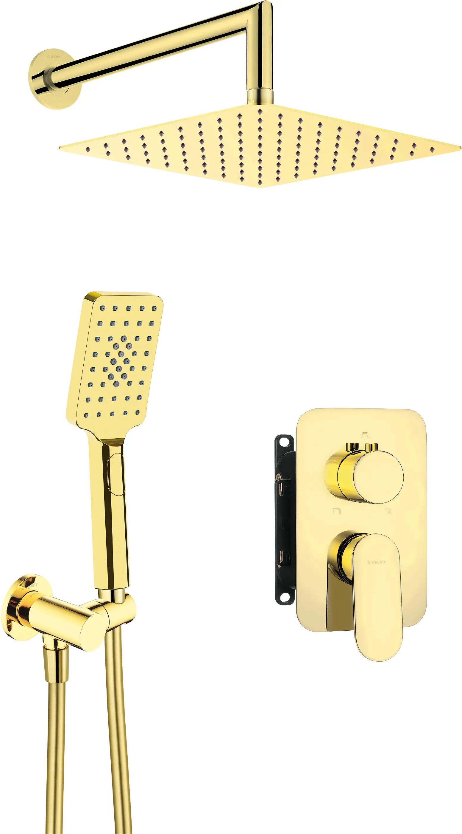 Deante Alpinia zestaw prysznicowy podtynkowy z deszczownicą złoty BXYZZGAM - Wysyłka w 24h