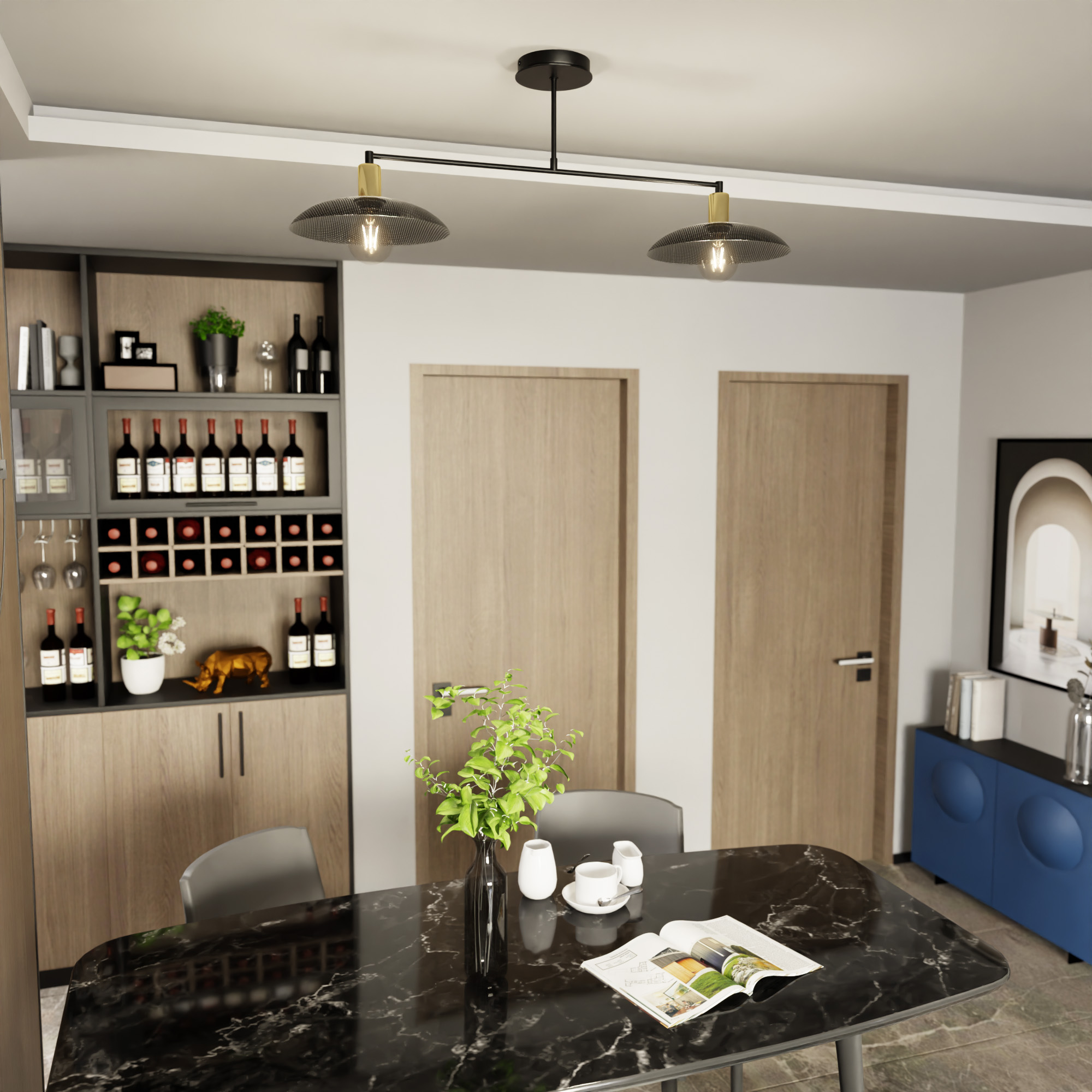 Emibig Spirit lampa podsufitowa 2x15W czarny/złoty 1320/2