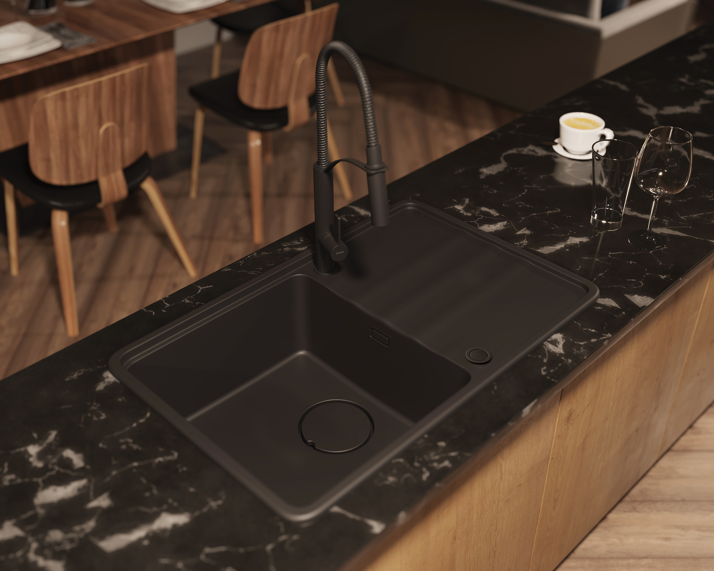 Deante Momi zlewozmywak granitowy 67x44 cm grafitowy ZKM_G11A - Wysyłka w 24h