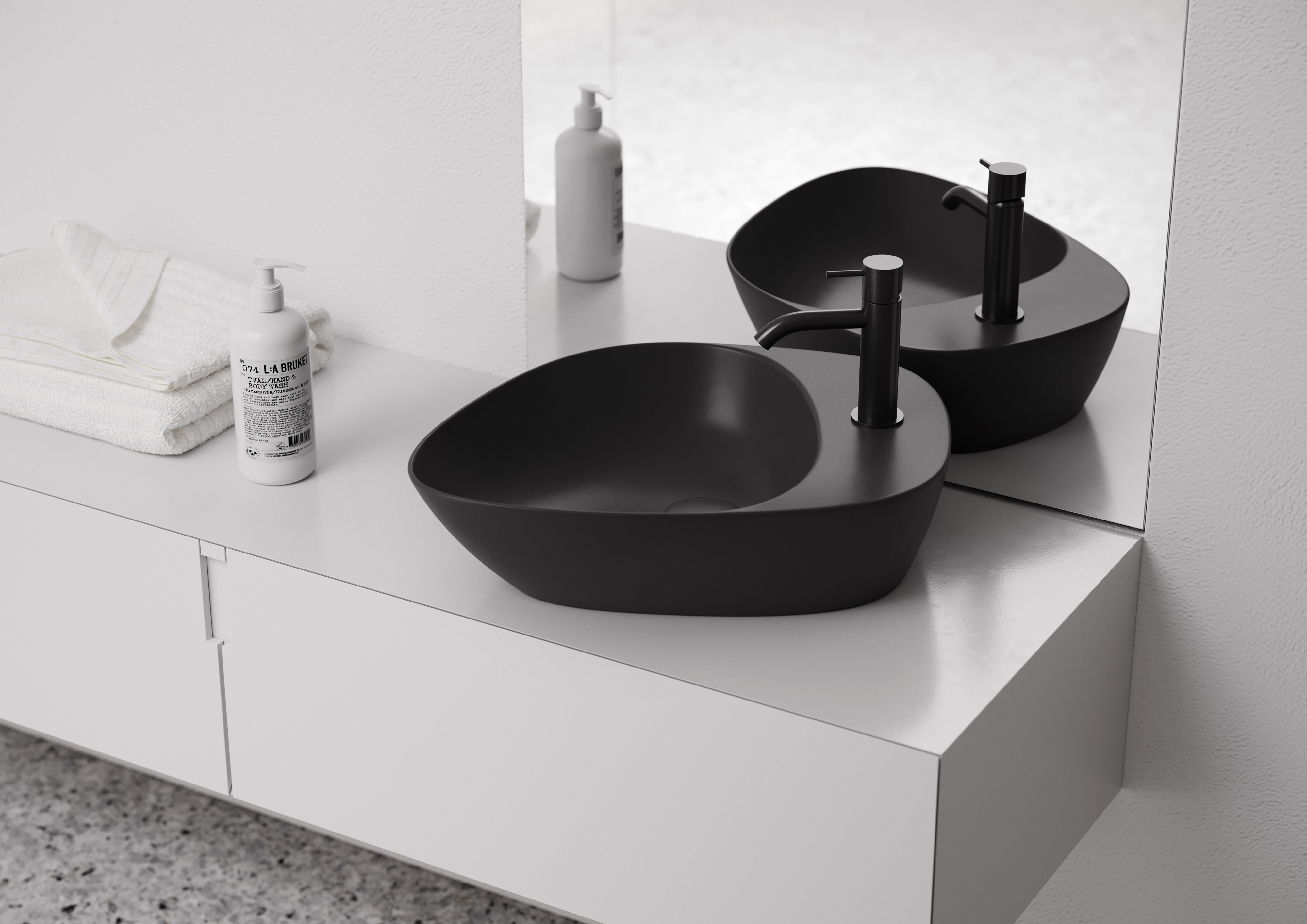 Meissen Keramik Kontra umywalka 48x40 cm nablatowa asymetryczna antracyt mat K682-020