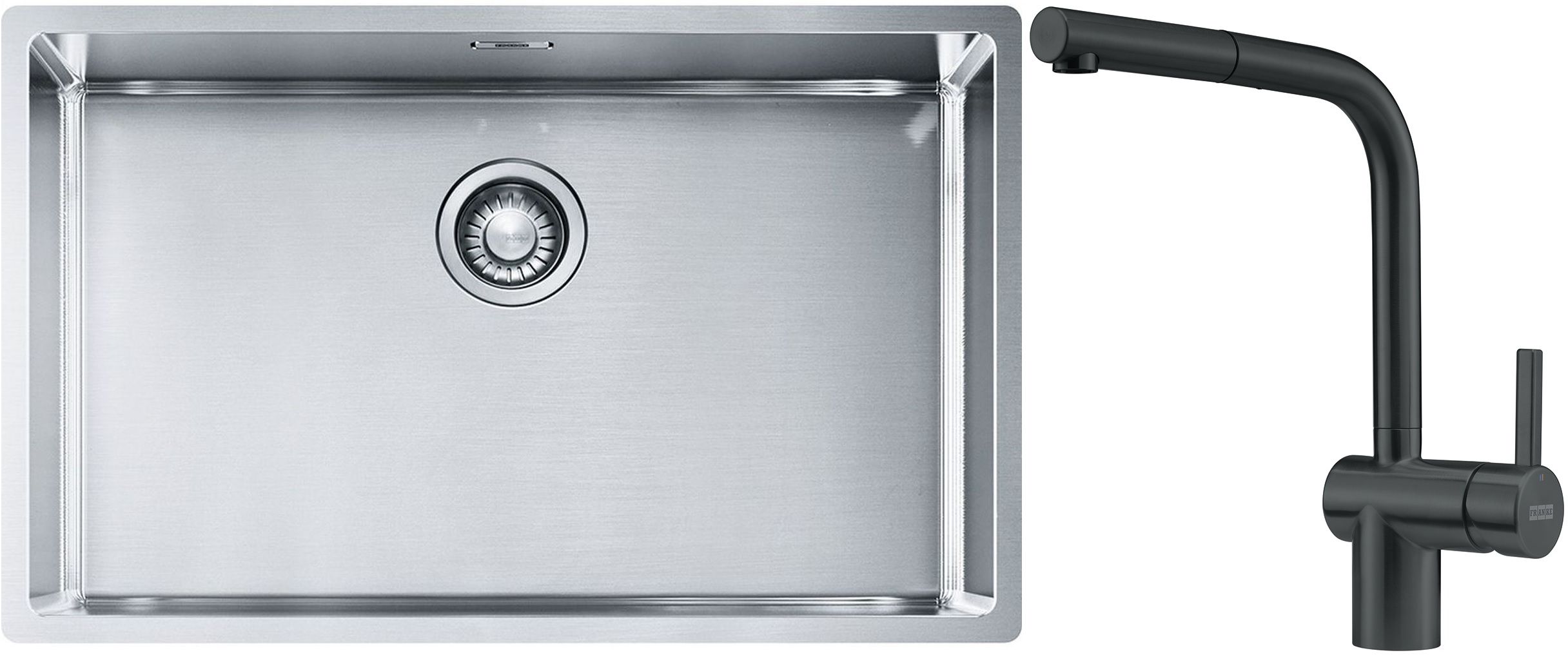 Franke Box BXX 210/110-68 zlewozmywak 72,5x45 cm stalowy z baterią kuchenną Atlas czarna stal szlachetna (1270453658, 1150550427) - Wysyłka w 24h