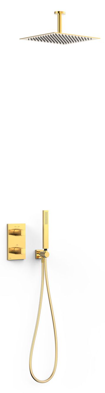 Tres Therm-Box zestaw prysznicowy podtynkowy termostatyczny z deszczownicą złoty połysk 24-K 21125003OR