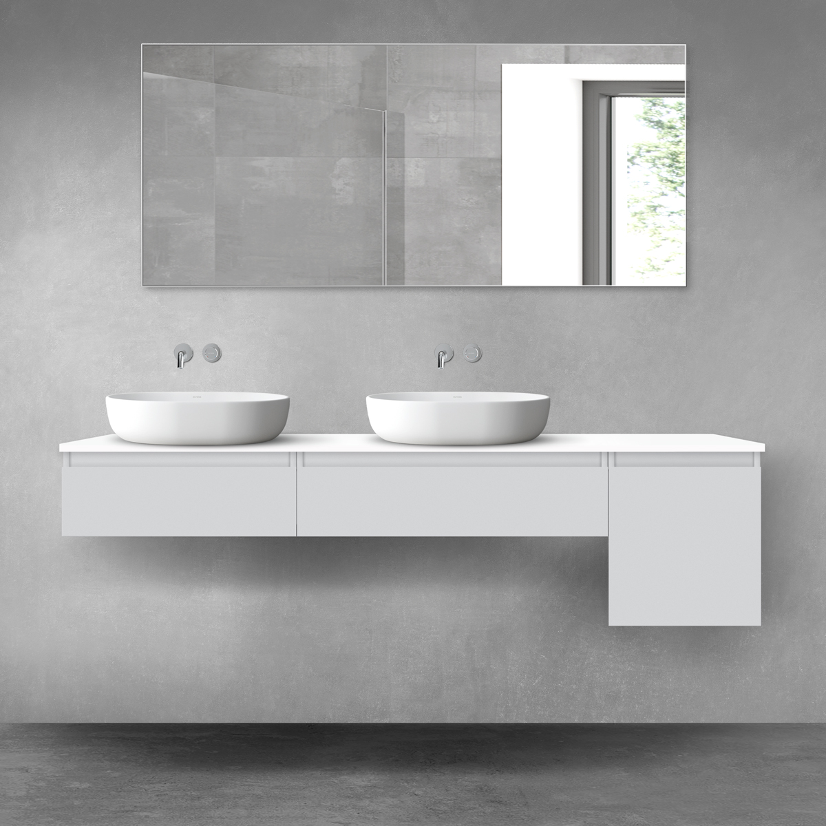 Oltens Vernal zestaw mebli łazienkowych 180 cm z blatem szary mat/biały połysk 68535700 - Wysyłka w 24h