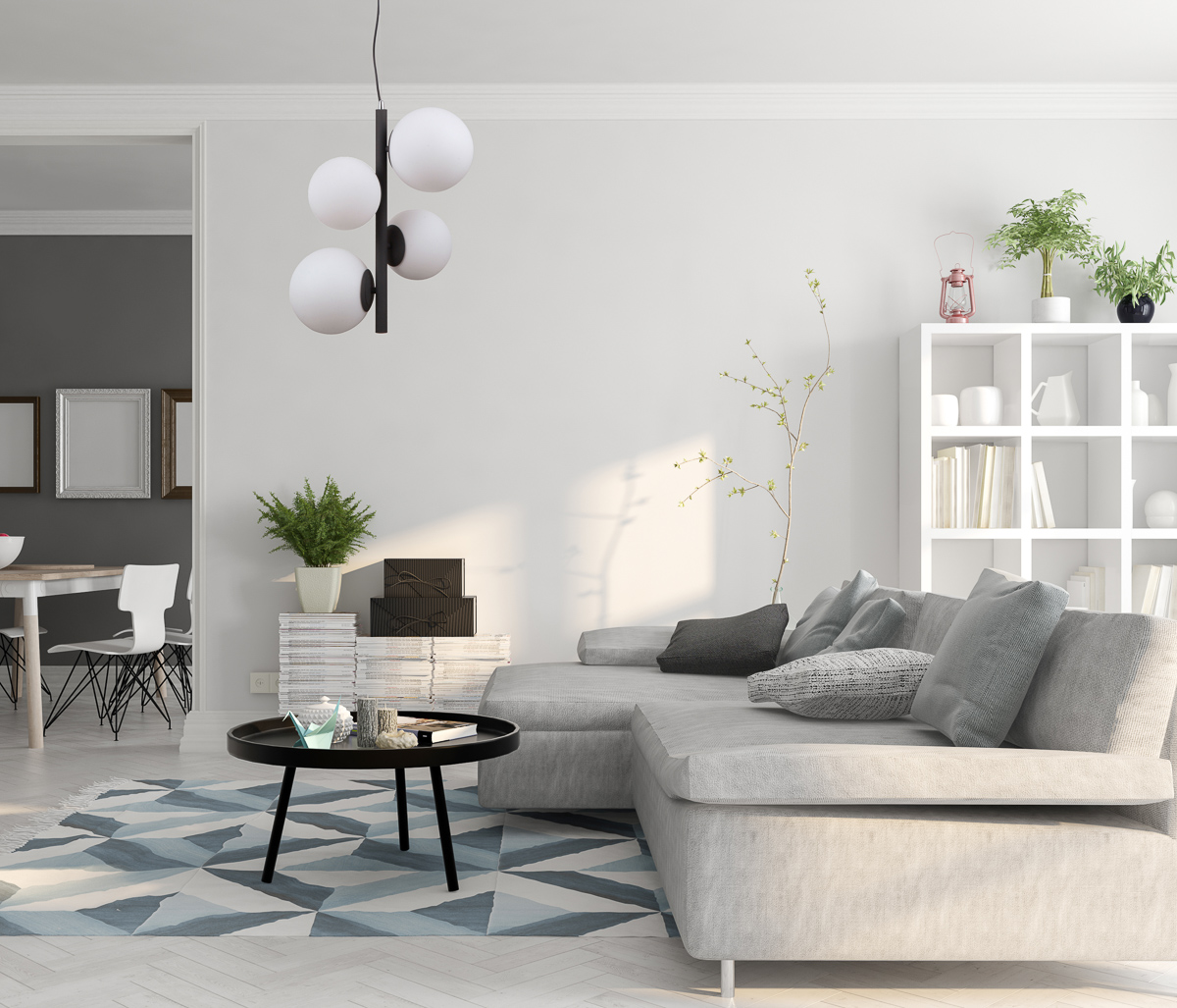 Italux Riga lampa wisząca 4x5 W biała-czarna PND-44213-4A-SBL