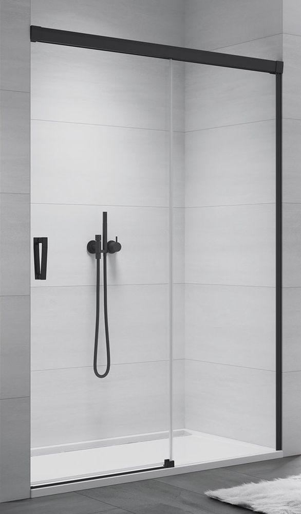 SanSwiss Cadura drzwi prysznicowe 110 cm prawe czarny mat/szkło przezroczyste CAS2D1100607