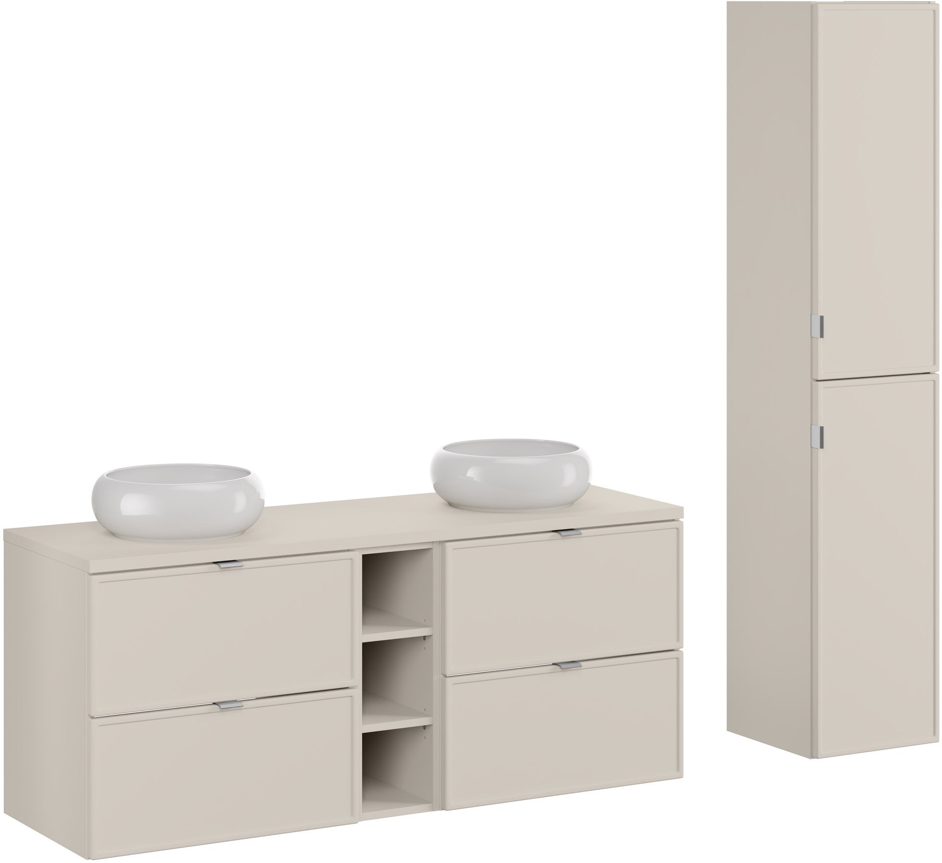 Zestaw Comad Bella Cashmere szafka 140 cm podumywalkowa wisząca kaszmir z blatem, umywalką i szafką boczną SET-BC B CASHMERE 140CM UN ...
