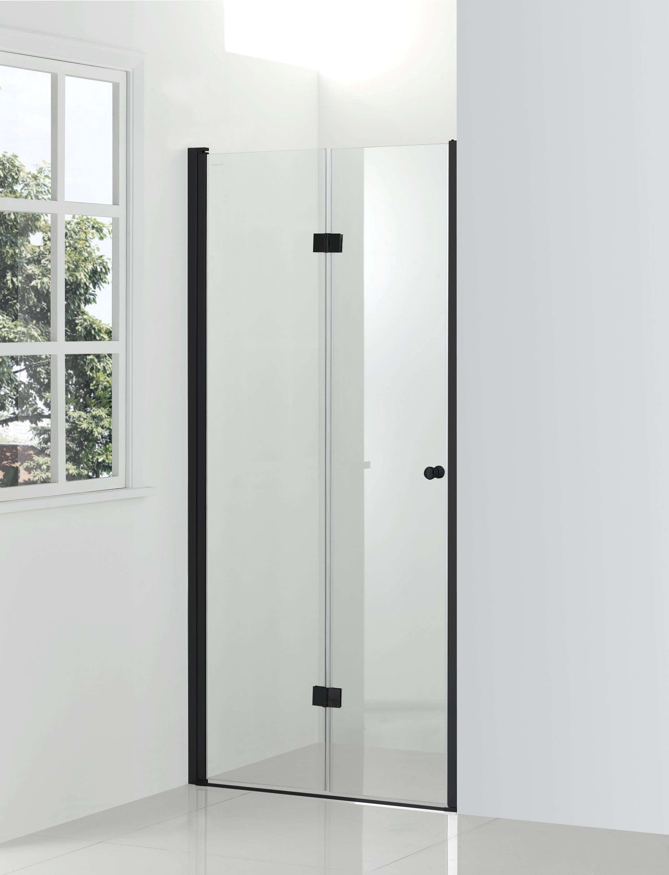 Hagser Carla drzwi prysznicowe 90 cm dwuczęściowe składane czarny mat/szkło przezroczyste HGR17000021 - Wysyłka w 24h