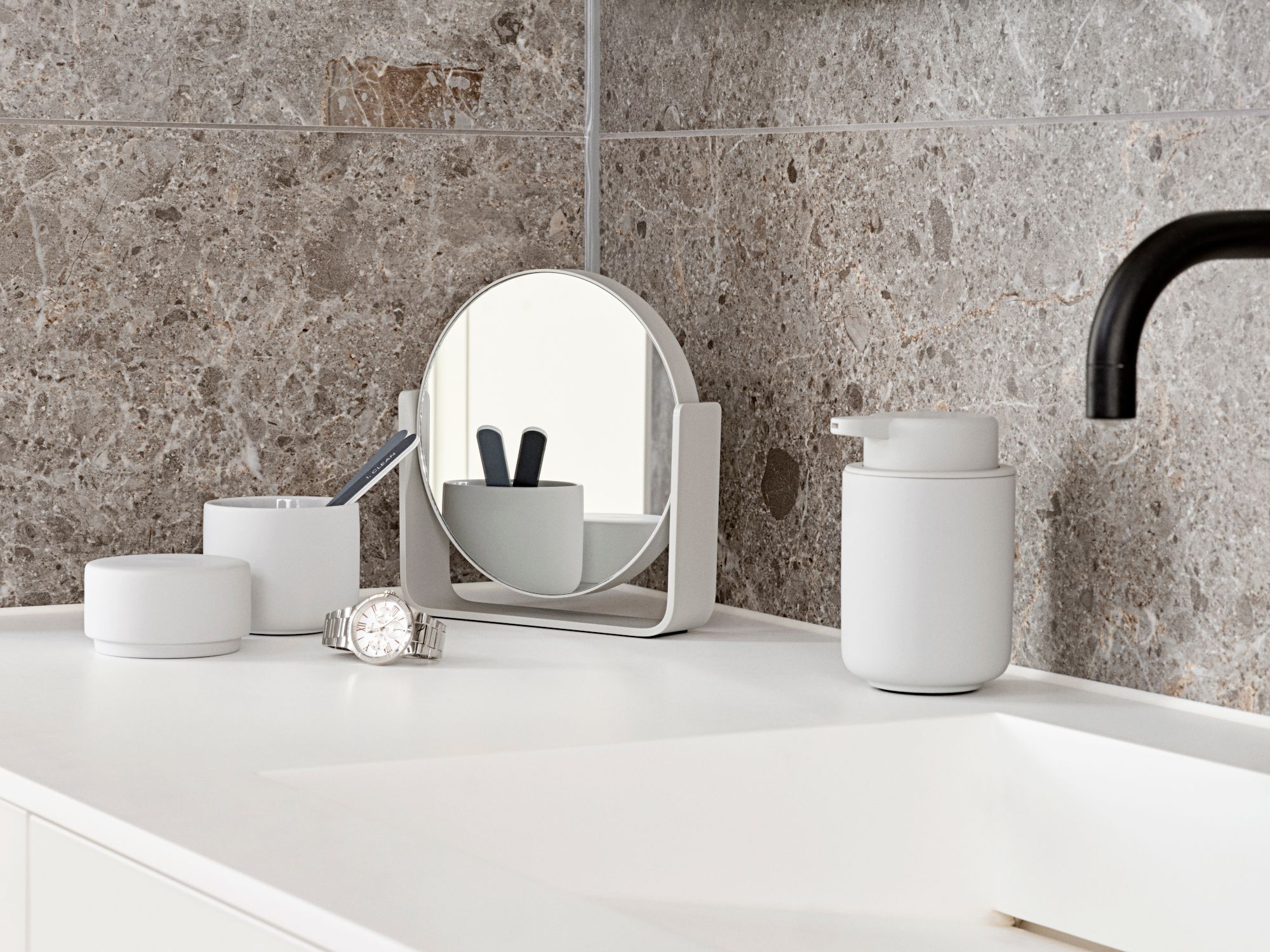 Zone Denmark Ume lusterko kosmetyczne 19x19 cm okrągłe szare 28225