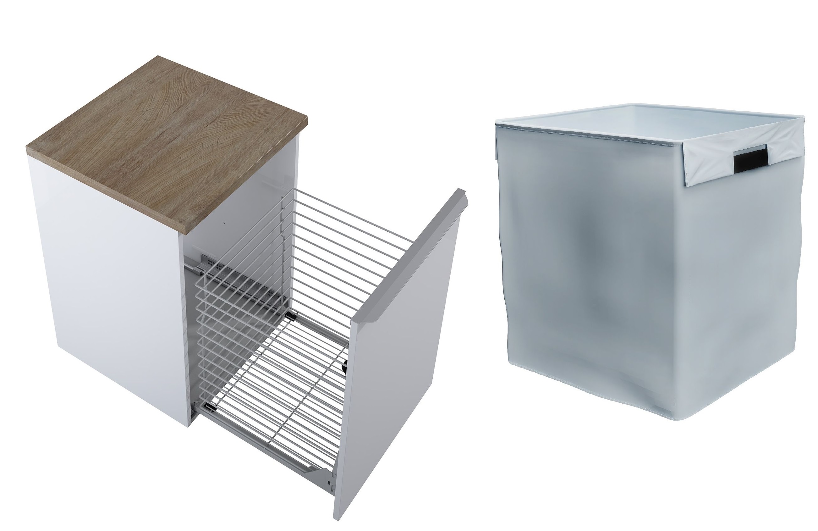 Zestaw Elita Lofty komoda 50 cm wisząca z wkładem do kosza biała (RE080500028060, RE199489000010)