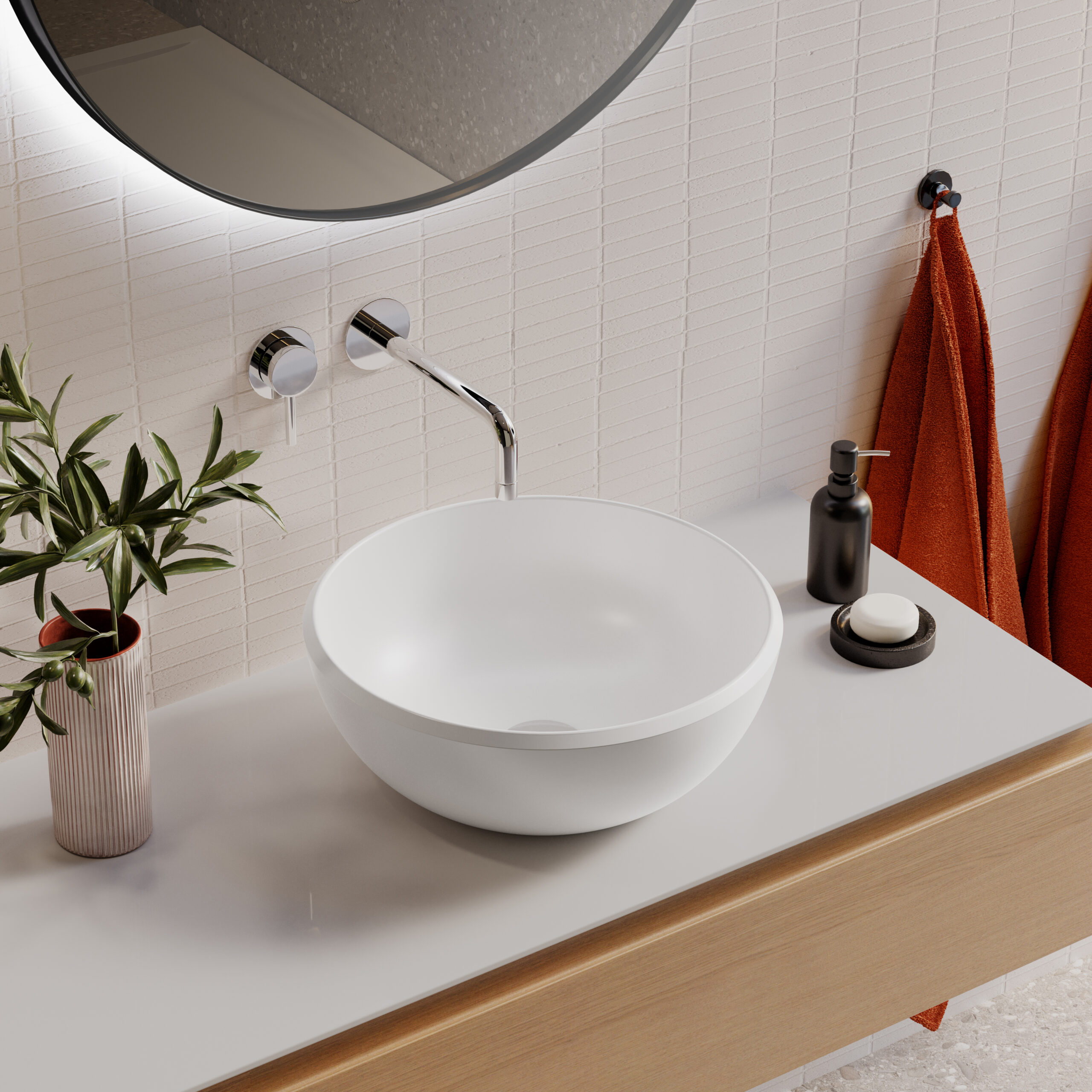 Lavaberg Freya umywalka 38x38 cm okrągła nablatowa biały mat 663131040033 - Wysyłka w 24h