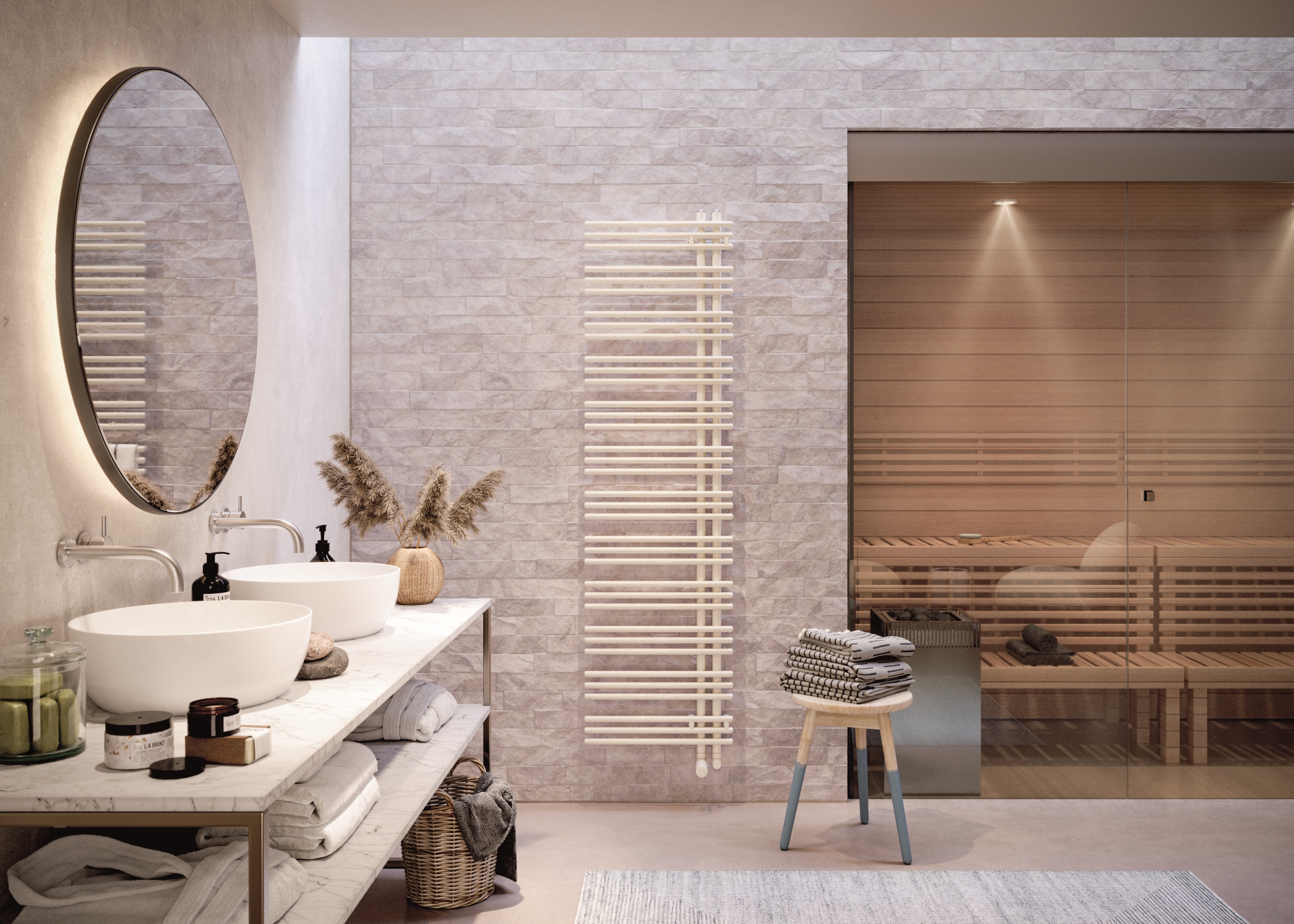 Zehnder Yucca Asym grzejnik łazienkowy 130,4x37,8 cm biały YA130-040