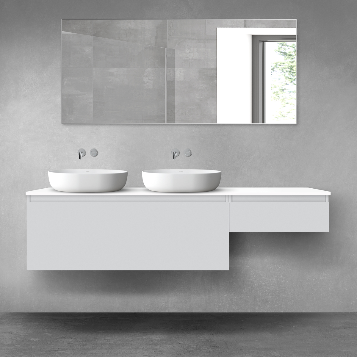 Oltens Vernal zestaw mebli łazienkowych 180 cm z blatem szary mat/biały połysk 68611700 - Wysyłka w 24h