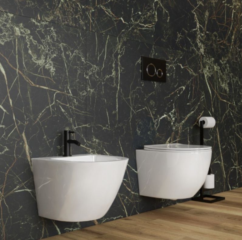 LaVita Sinto miska WC z deską wolnoopadającą wisząca bez kołnierza spłukiwanie wirowe biały połysk - Wysyłka w 24h