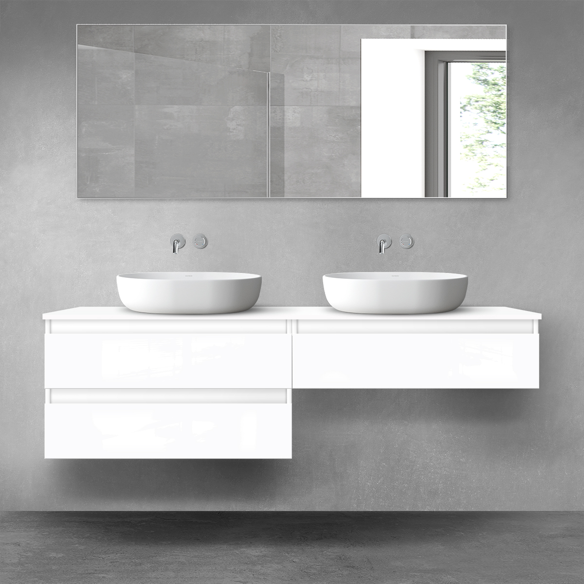 Oltens Vernal zestaw mebli łazienkowych 160 cm z blatem biały połysk 68365000 - Wysyłka w 24h