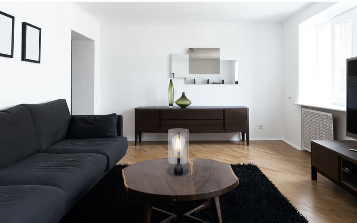 Globo Lighting Hadera lampa stołowa 1x60W czarny mat/przydymiony 15465T