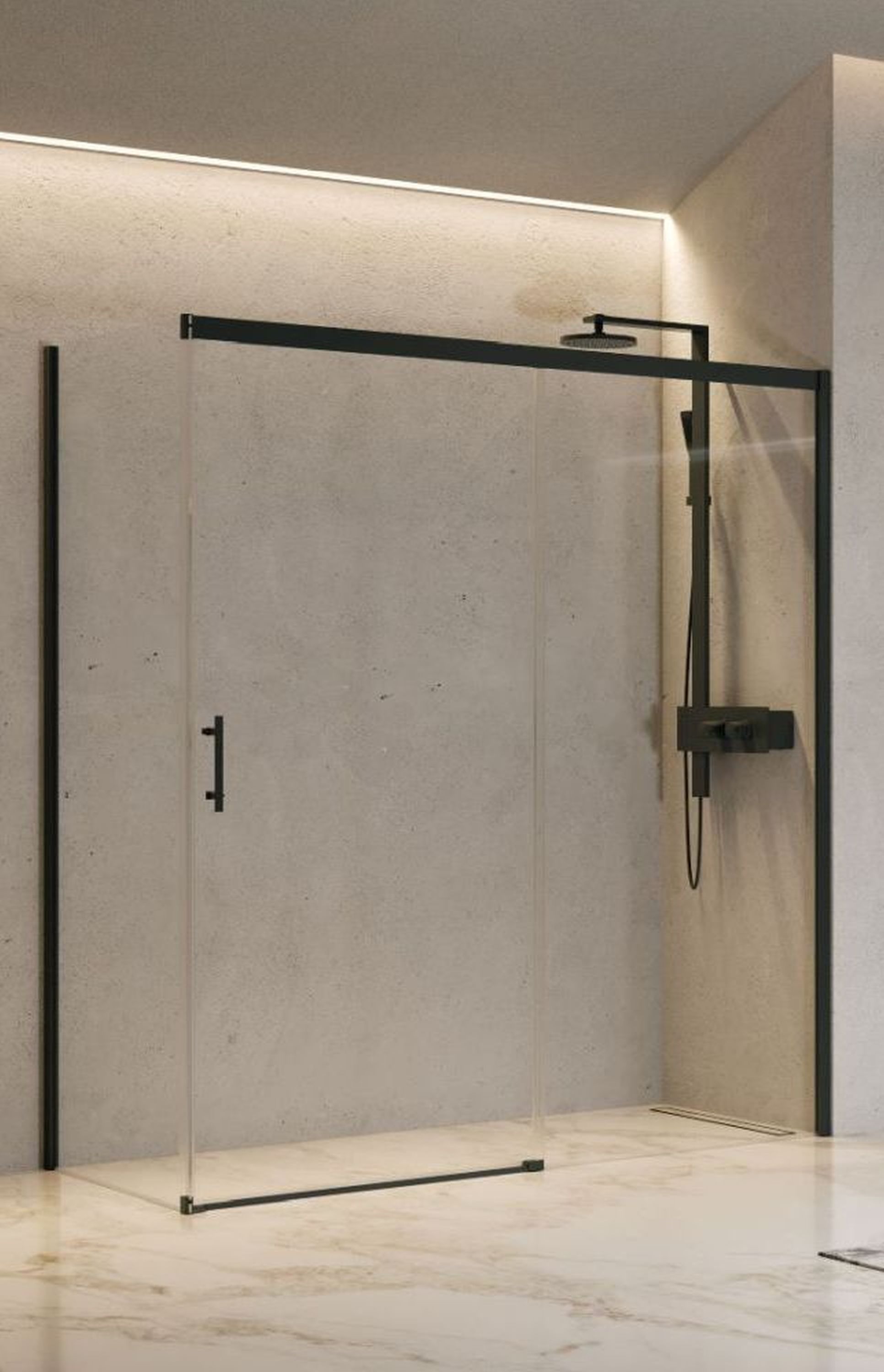 Novellini Kali FH ścianka prysznicowa 98 cm boczna czarny/szkło przezroczyste KALIFH98-1H