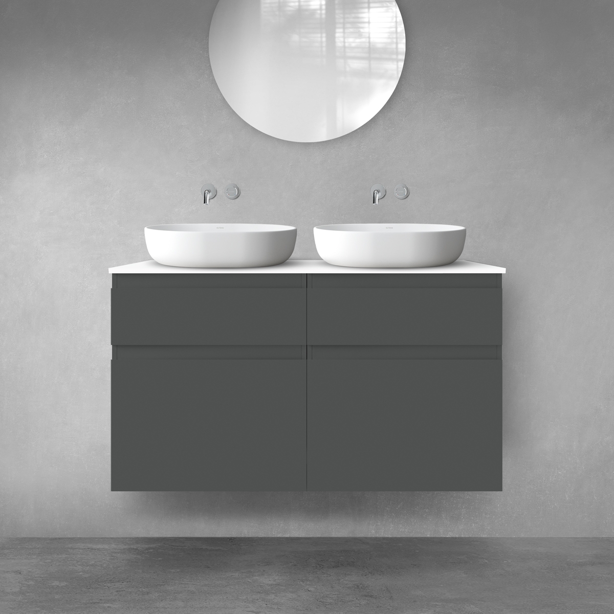 Oltens Vernal zestaw mebli łazienkowych 120 cm z blatem grafit mat/biały połysk 68302400 - Wysyłka w 24h