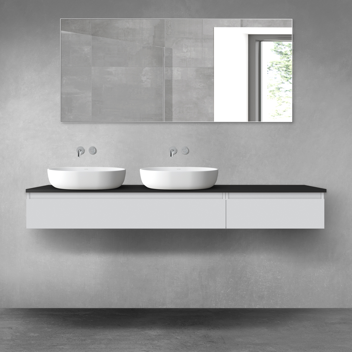 Oltens Vernal zestaw mebli łazienkowych 180 cm z blatem szary mat/czarny mat 68619700 - Wysyłka w 24h