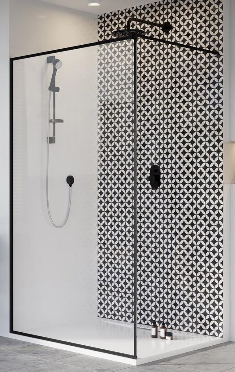 Radaway Modo X Black II Frame ścianka prysznicowa 110 cm wolnostojąca czarny mat/szkło przezroczyste 389314-54-56