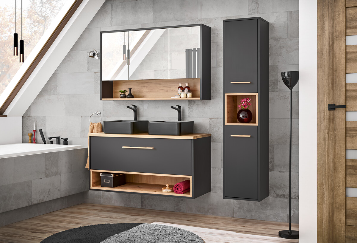 Comad Borneo szafka 100x25x75 cm z lustrem szara BORNEO COSMOS 845 FSC