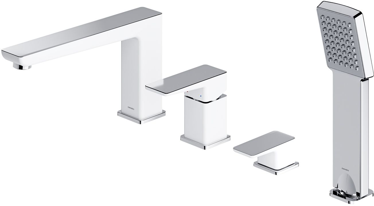 Omnires Parma bateria nawannowo-prysznicowa 4-otworowa chrom/biały PM7432CRB