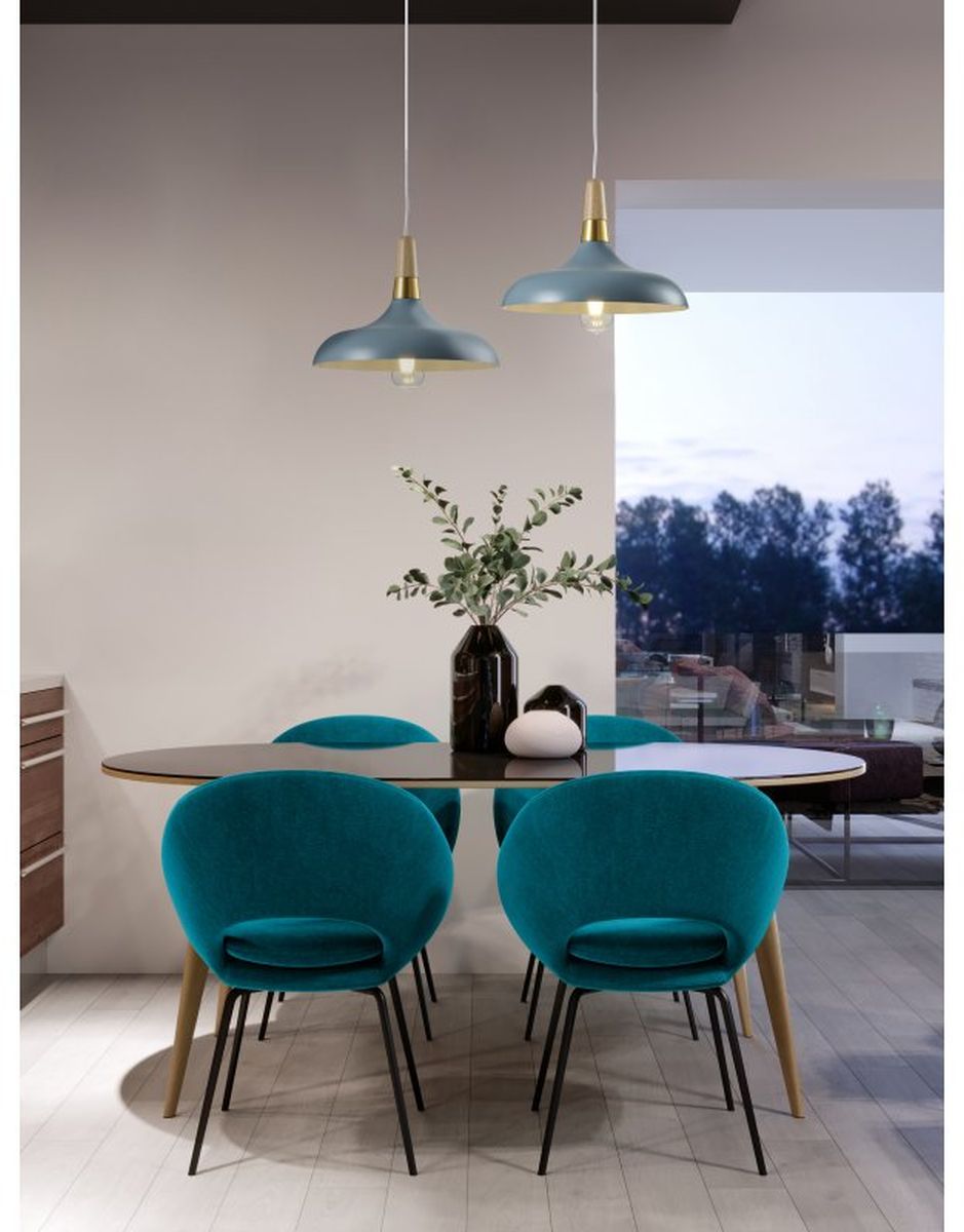 GTV Skandi lampa wisząca 1x40 W złota-niebieska-drewno OS-SKAN3-25-DEC - Wysyłka w 24h