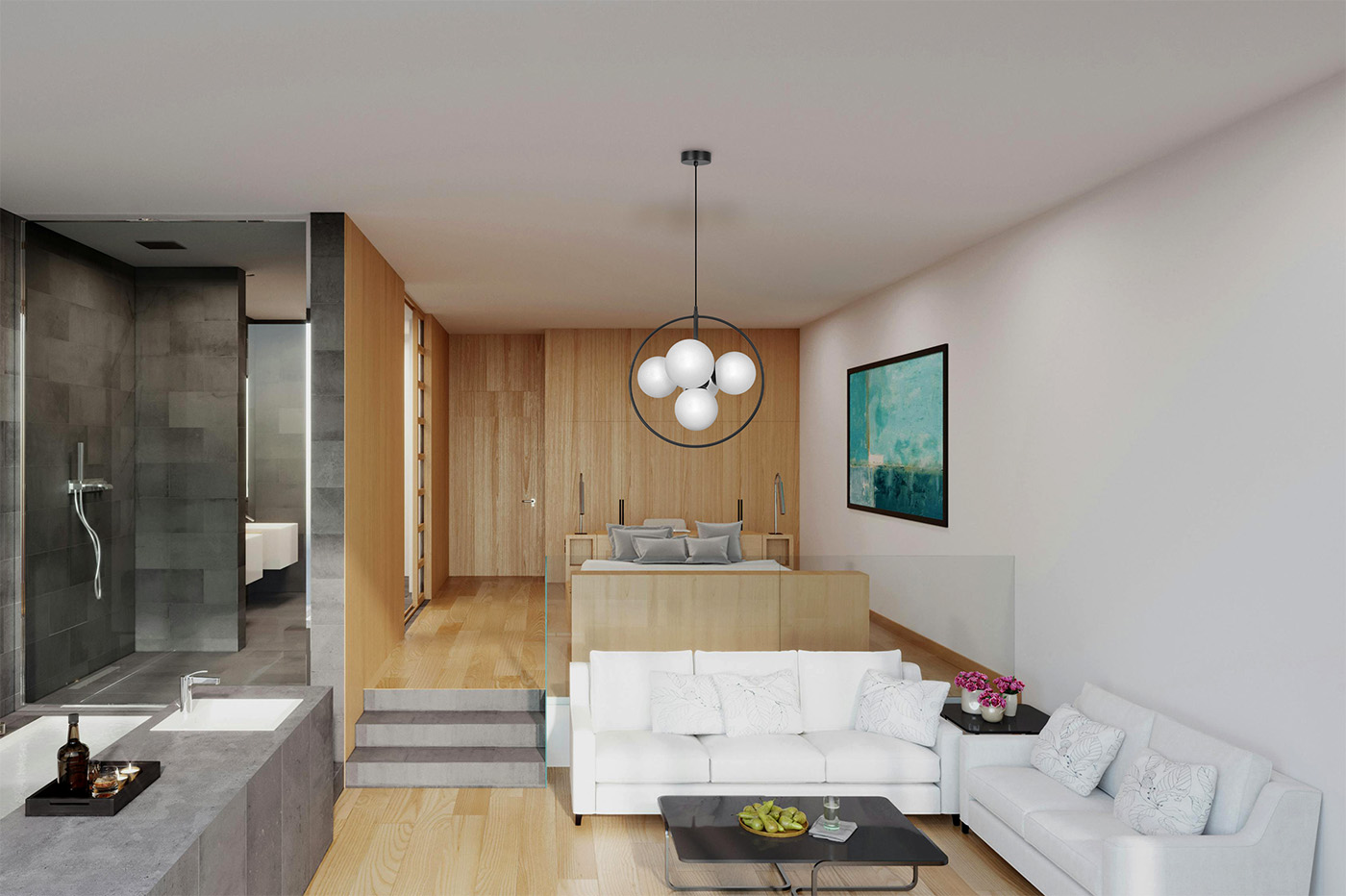 Kaja Geo lampa wisząca 5x10 W biała-czarna K-3838