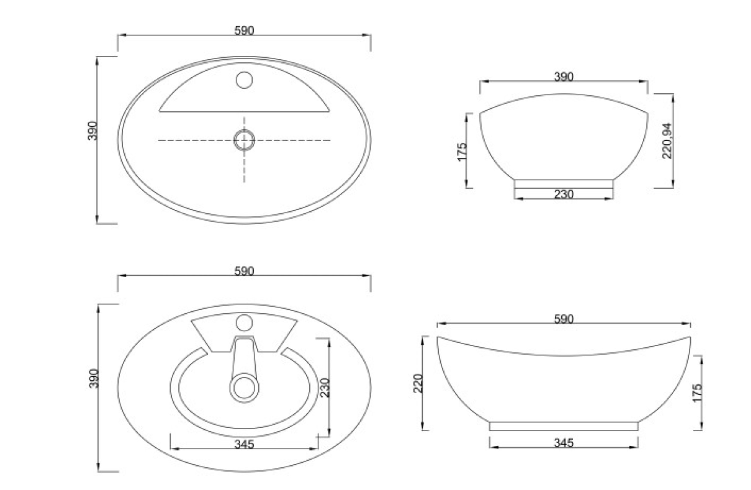 Invena Esla umywalka 59x39 cm owalna nablatowa biała CE-35-001